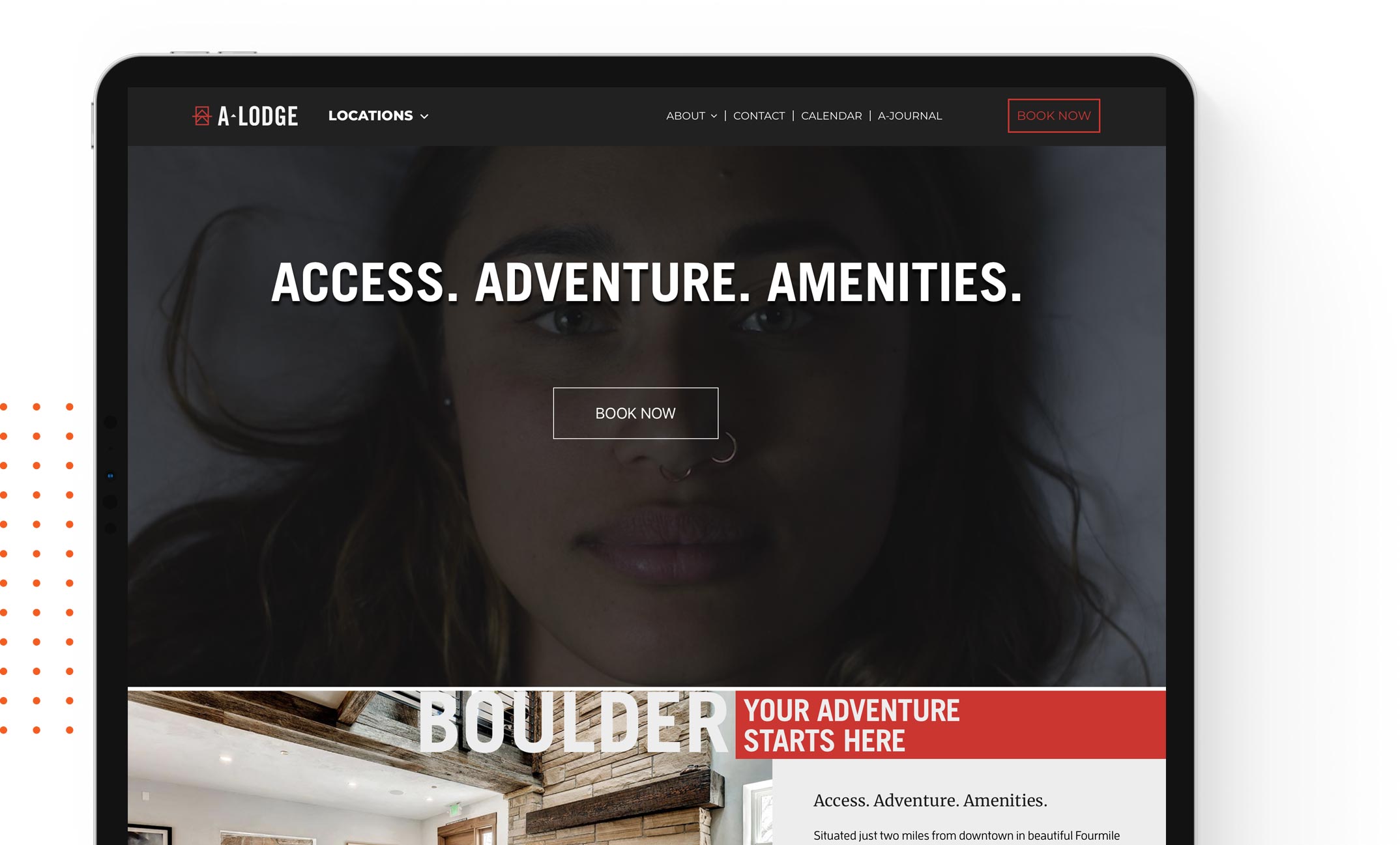 Web design example for Roaring Media of A-Lodge